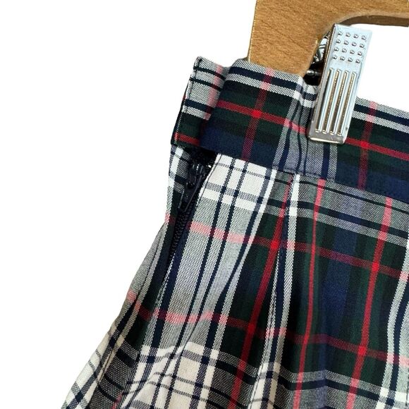 Parker Plaid Tartan A-line Skirt Size 32 Red Blue Green Pleated Holiday Preppy - Picture 4 of 6